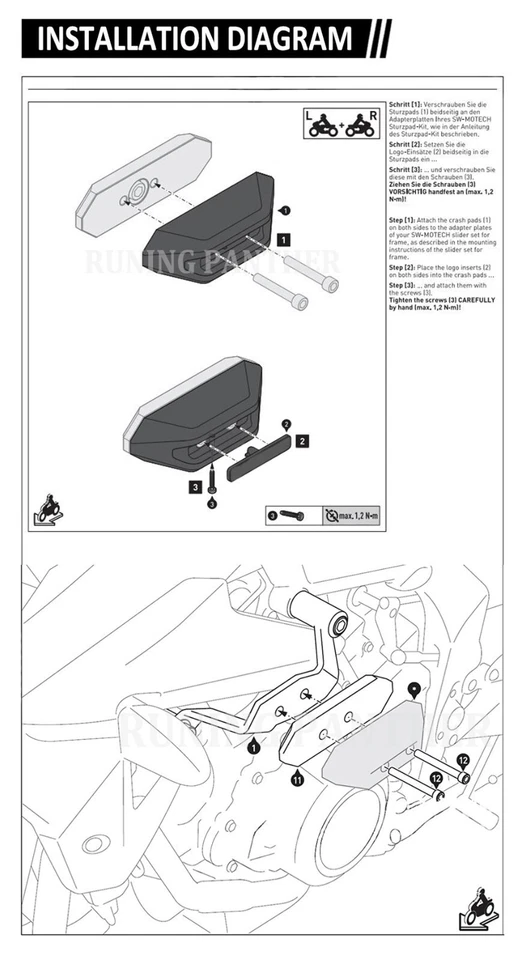 Protector de motor deslizadores de choque para cuadro lateral Triumph Street Triple 675 675R 675RX Foto 2 de 4