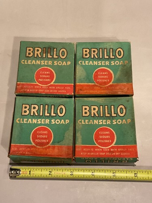 #ad 4 Vintage NOS Brillo Cleanser Soap in Original Box New Old Stock Gas Oil Garage $12.99