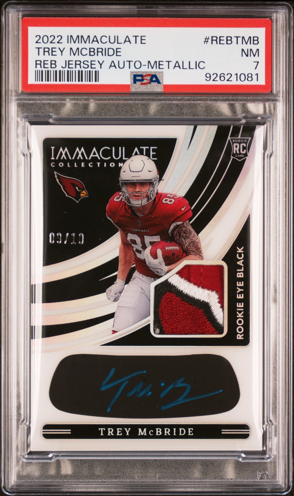 Trey McBride Panini Immaculate Collection Immaculate Rookie Eye Black Jersey Autographs #REBTMB Metallic