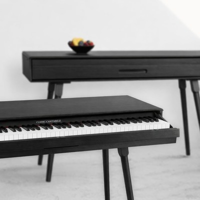 88 Tasten Digital E-Piano Klavier Design Holz Tisch 3 Pedale USB MIDI Schwarz
