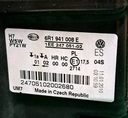 ORIG. VW POLO 6R HALOGEN H7 SCHEINWERFER RECHTS 6R1 941 008 E - Bild 3 von 4