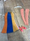 Vintage  Barbie Velvet Dress Orange Yellow Blue Tropicana, Shoes, Stockings