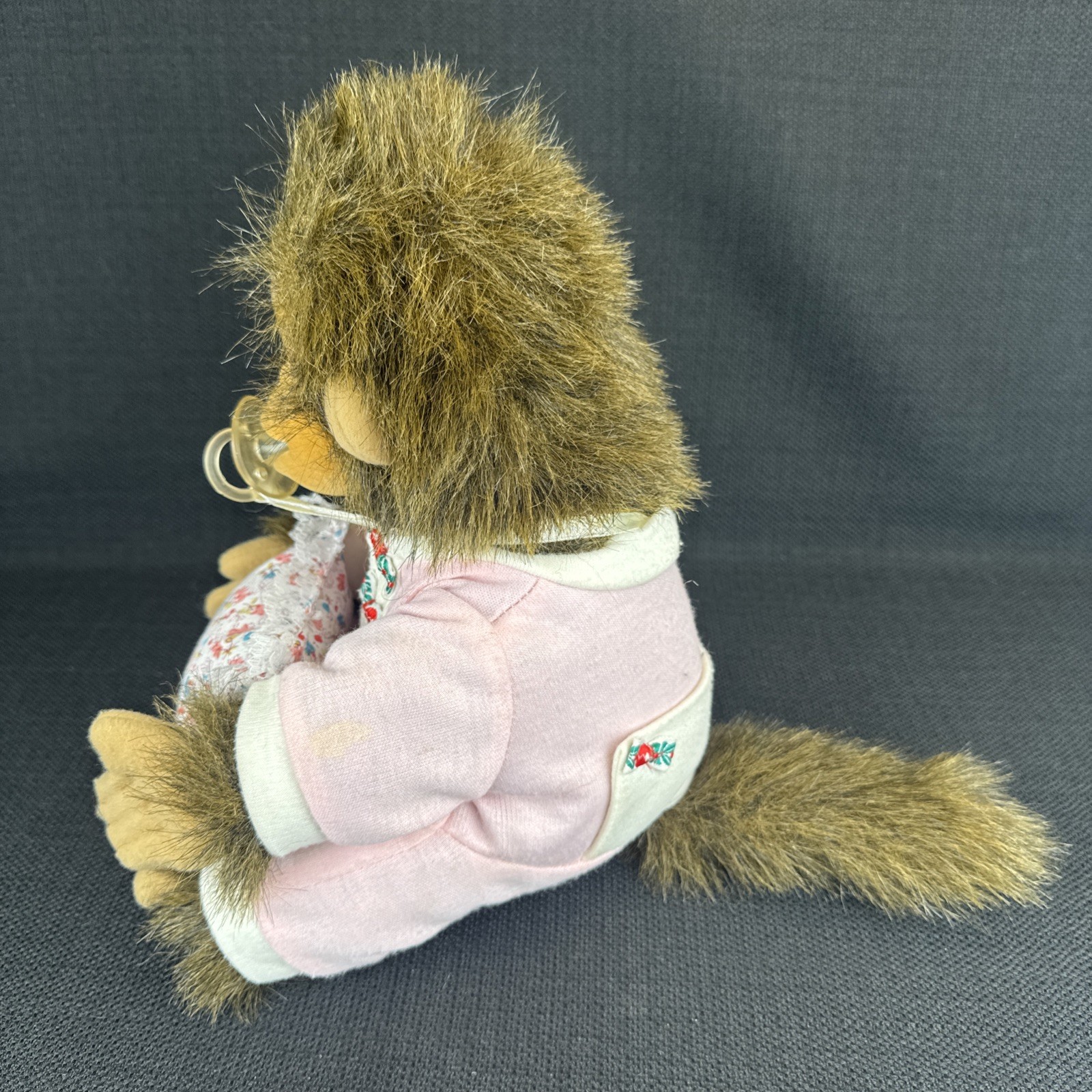 Hosung Baby Monkey Pacifier Pink Pillow 10" Plush Stuffed Animal Vintage 1994