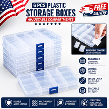 6 Pack Clear Jewelry Box Plastic Bead Storage Craft Container Earrings Organizer
