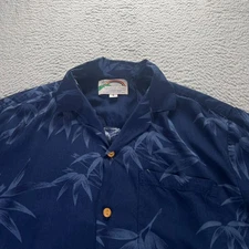 Vintage Paradise Found Shirt Mens Small Blue Hawaiian Button Short Sleeve Rayon