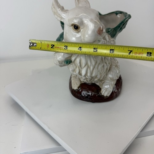 Large White Rabbit Ceramic Planter Flower Pot Vintage Bunny Sculpture Cabbage - Picture 12 of 14