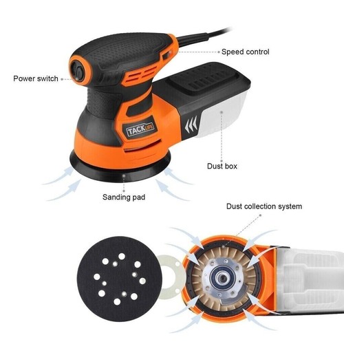 TACKLIFE PRS01A lijadora orbital Random 300W 5 ", con papeles de lija de 12 u - Imagen 4 de 13