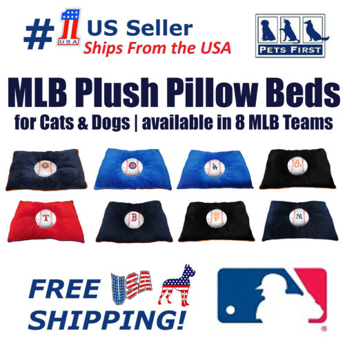 Lit d'oreiller peluche pour animaux de compagnie MLB - oreiller premium doux et confortable sous licence en 7 équipes MLB - Photo 1/12