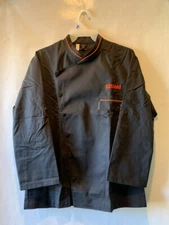 CHICAGO CHEF JACKET BLACK WITH ORANGE PIPING US-40 UK-42
