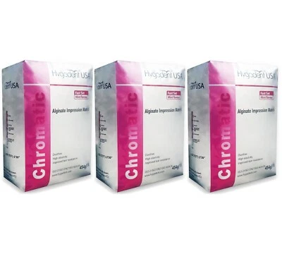 3 x Hygedent Chromatic Dental Fast Set Mint Flavor Dust-Free Impression Alginate