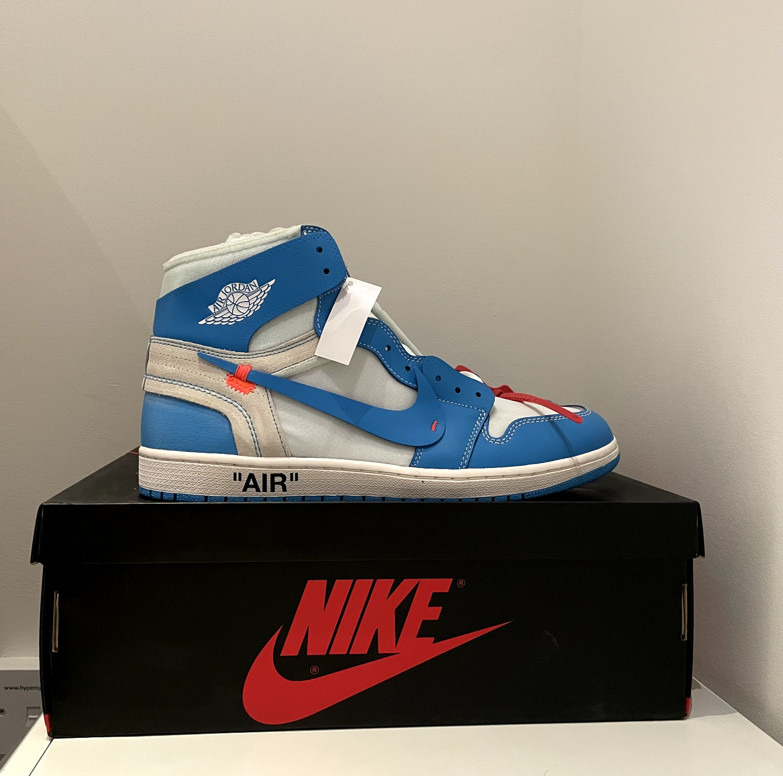 OFF WHITE X NIKE Nike Air Jordan 1 x Off White "UNC" taglia US 15 AQ0818 148 scatola originale 100% autentiche