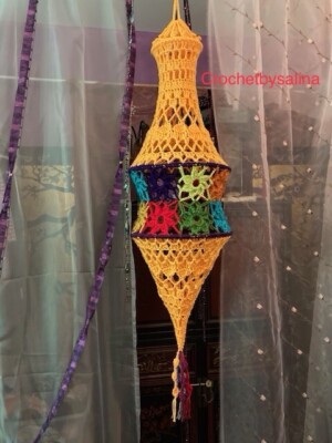 Lantern, Lampion, Hippie Hanging Lantern, Fairy Light Deco, Boho Crochetbysalina