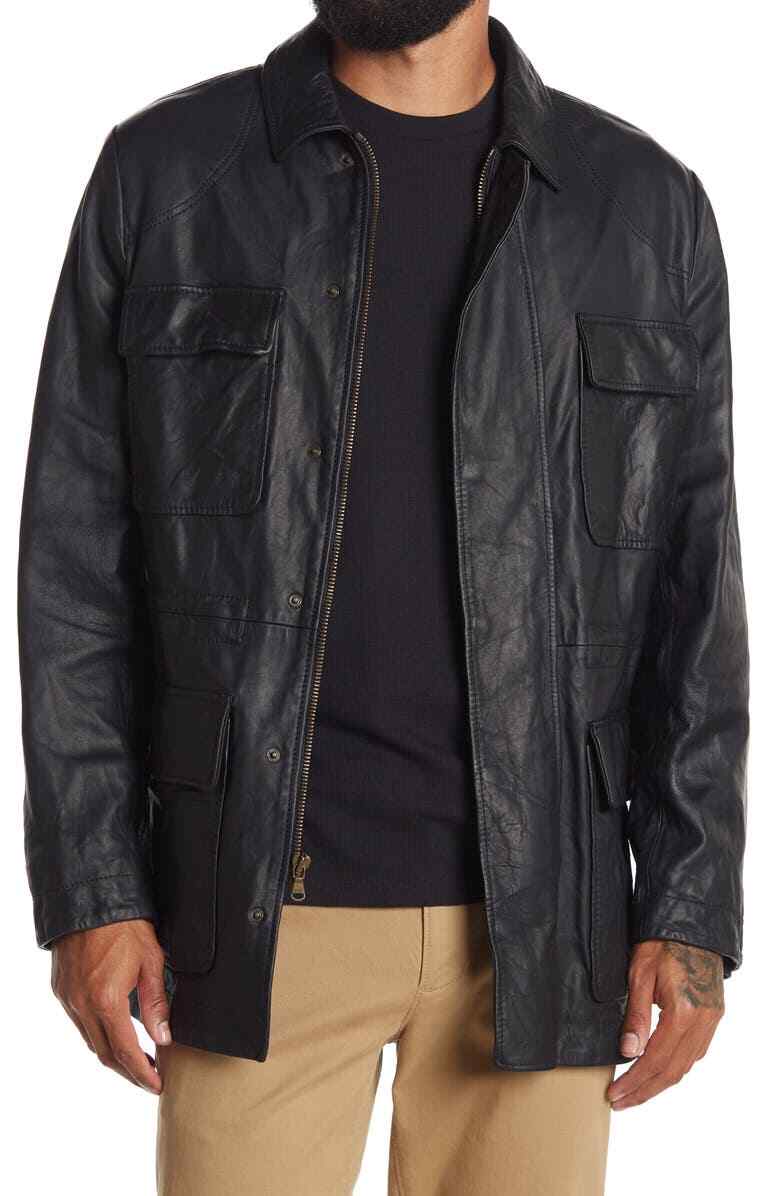 BILLY REID Men's 276626 Miles Field Leather Jacket Black size