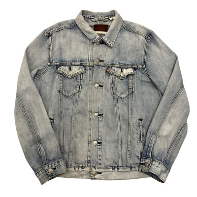 Levi's Denim Trucker Jacke Herren Large Blau Stretch Red Tab Baumwolle