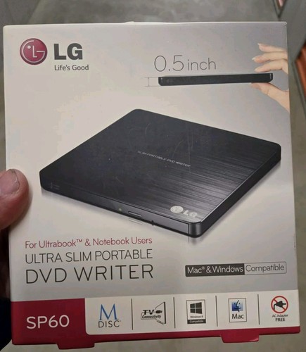 LG SP60 Ultra Slim Portable DVD Writer Mac Windows Burner No AC Cord Needed - 第 1/7 張圖片