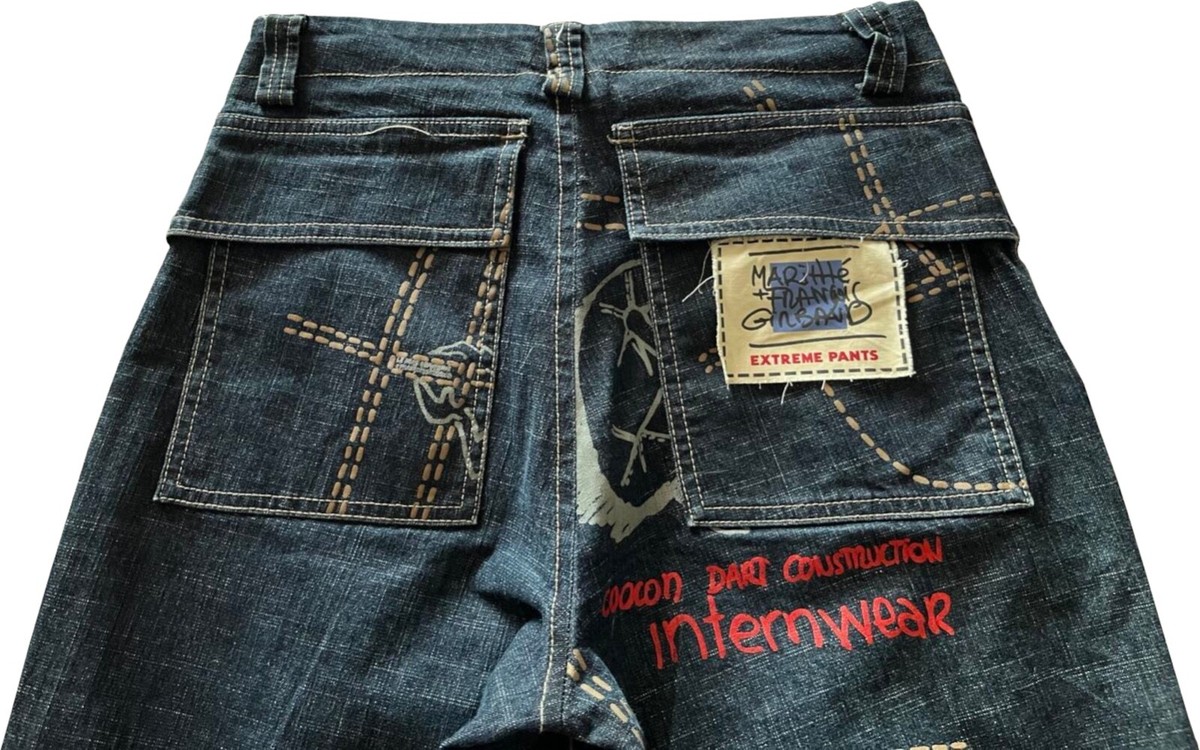 Pantalon Large Jean Girbaud Streetwear – Taille 34, Bleu, Occasion Bon état