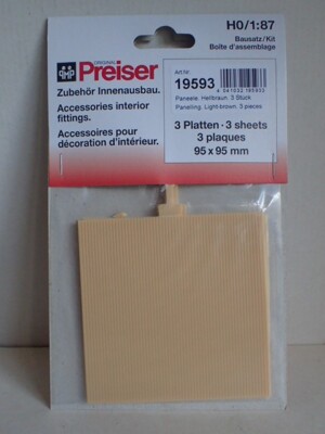 Preiser Innenausbau Paneele quadratisch Hellbraun 3St 95x95mm 19593 H0 1:87 OVP