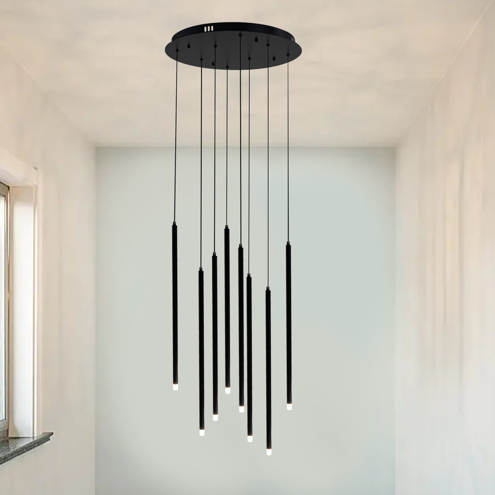 Modern 8-Light Black Iron Chandelier Ceiling Pendant Hanging Lamp US