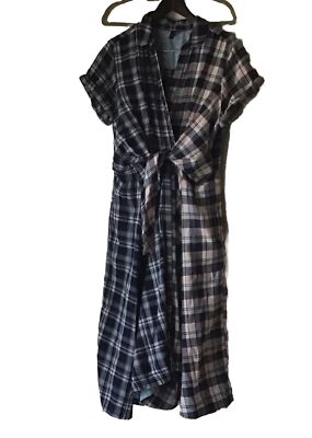 knee length dresses for ladies Plaid Linen Shirt Dress – Vintage Summer Midi main image 0