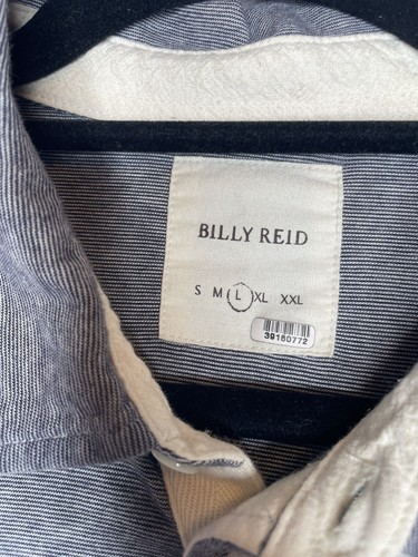 Billy Reid Gray Striped Soft Cotton Mens Polo Size Large - Picture 7 of 10