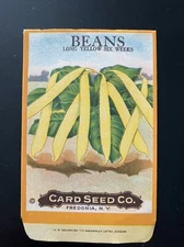 Antique 1910 Card Seed Co Seed Pack Ling Yellow Six Weeks BEANS FOLK ART Mint