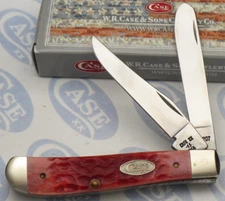 Case XX USA 1 Dot 1989 WR6207 SS Mini Trapper Knife - Red/White Bone Handles