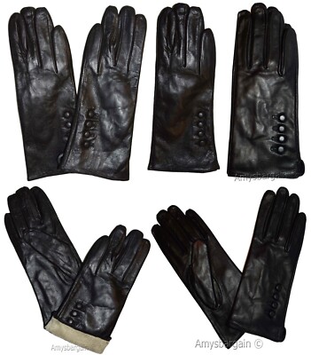 New Ladies dressy Leather Gloves Winter Gloves Lined Leather Gloves Guantes bnwt