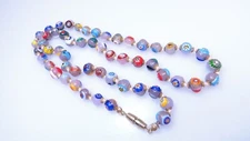 Fabulous Venetian Millefiori Murano Evil Eye Art Glass Bead Necklace