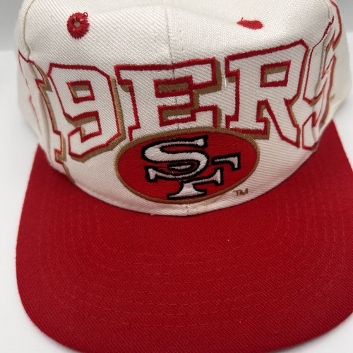 VTG San Francisco 49ers Big Text Blockhead Snapback Hat Rare!! NFL Drew Pearson - Picture 5 of 9