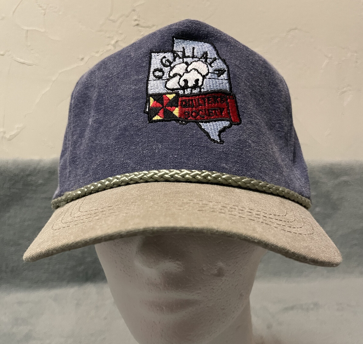 Ogallala Quilters Society Cap Hat Braid Denim Double Snapback
