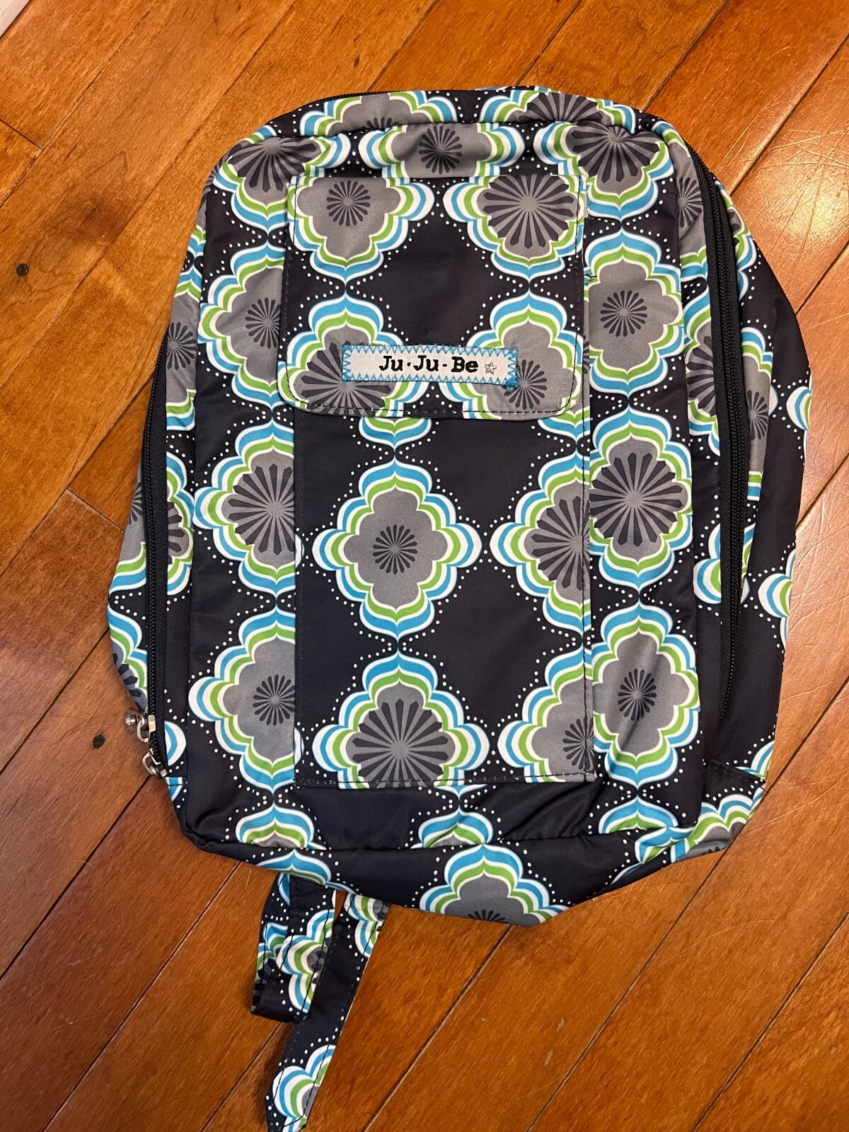 Jujube Diaper Bag Backpack Shoulder Bag Green Blue Floral 9x12 in-image