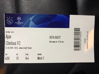 TICKET: AFC AJAX - CHELSEA FC UEFA CHAMPIONS LEAGUE 23/10 ...