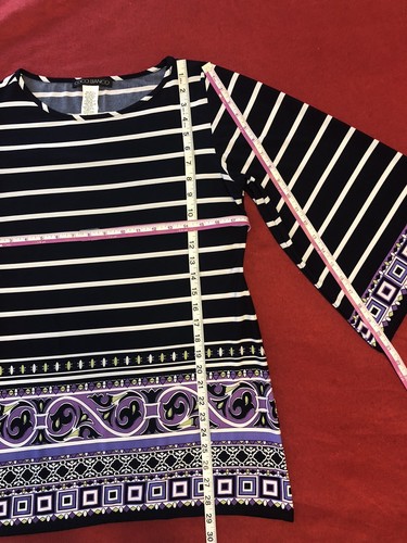 Ladies Coco Bianco Navy Stripe/Multicolor Stretch Top Size S - Picture 8 of 9