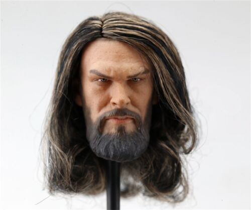 1/6 Plant Hair Jason Momoa Aquaman Head Carved Fit 12'' Hot Toys Action Figure - Picture 1 of 5
