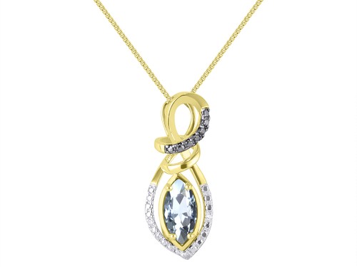RYLOS Designer Necklace: Marquise Gemstone & Diamond Pendant, Gold-Plated Silver - Picture 7 of 16