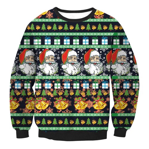 Women Men 3D Ugly Christmas Long Sleeve Sweater Unisex Xmas Party Sweatshirt Top - Picture 14 of 41