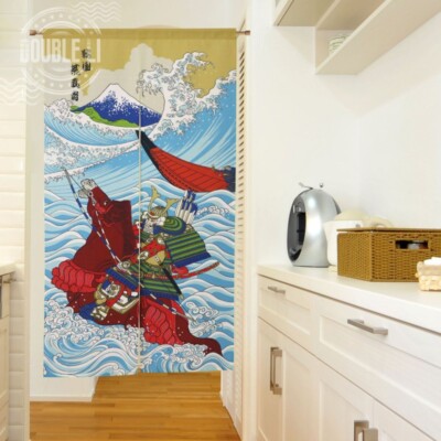 JAPANESE Noren Doorways Curtain Tapestry The Big Wave And Warring States Warrior