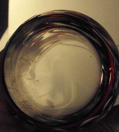 Ruby cut to clear bohemian elegant glass vase large tumbler floral c1 - Picture 5 of 6