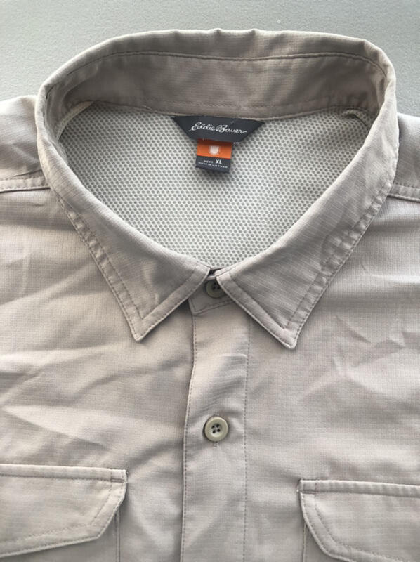 EDDIE BAUER  EUC Button-down Khaki Poly Short-Sle… - image 2
