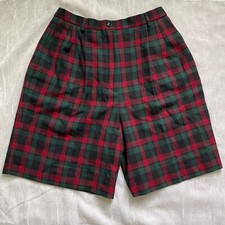 Vintage Pendleton Wool Woolmark Red Green Plaid Shorts Women s Size 12