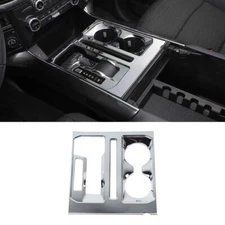 Front Gear Shift Cup Holder Panel Frame Trim Cover For Ford F150 2021 22+ Chrome
