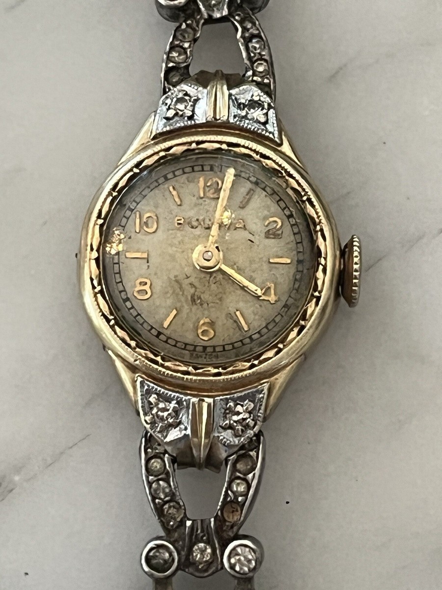 Vintage Bulova 10k Gold Filled Diamond Ladies Wrist Watch | eBay
