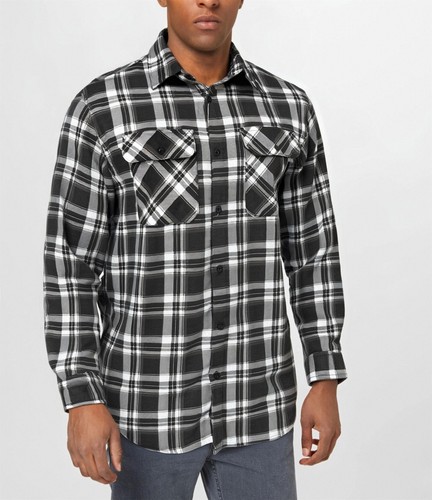Men ' s 100% Cotton Plaid Flannel Shirt Long Sleeve Fashion Comfort Fit Pockets - Picture 67 of 95