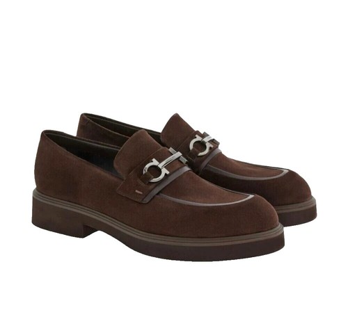 【関税&送料込】Salvatore Ferragamo Dark Brown Suede Shoulde SALVATORE FERRAGAMO Shoes Mens 11.5 B Dark Brown Suede Dress
