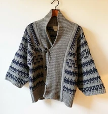 M. Patmos chunky knit blue & gray wool sweater SZ S