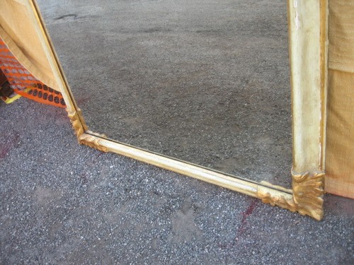 SPECCHIERA LACCATA COLOR PANNA E ANGOLI DORATI - SPECCHIO ANTICATO - 1950 EMILIA - Foto 11 di 12