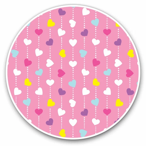 2 x Vinyl Stickers 20cm - Pink Colourful Heart Pattern Cool Gift #14794