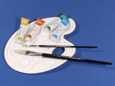 PRL) LEBEZ PAINT PALETTE BRUSH SET 10 COMPARTMENTS TEMPERA EXTRA FINE GIOTTO