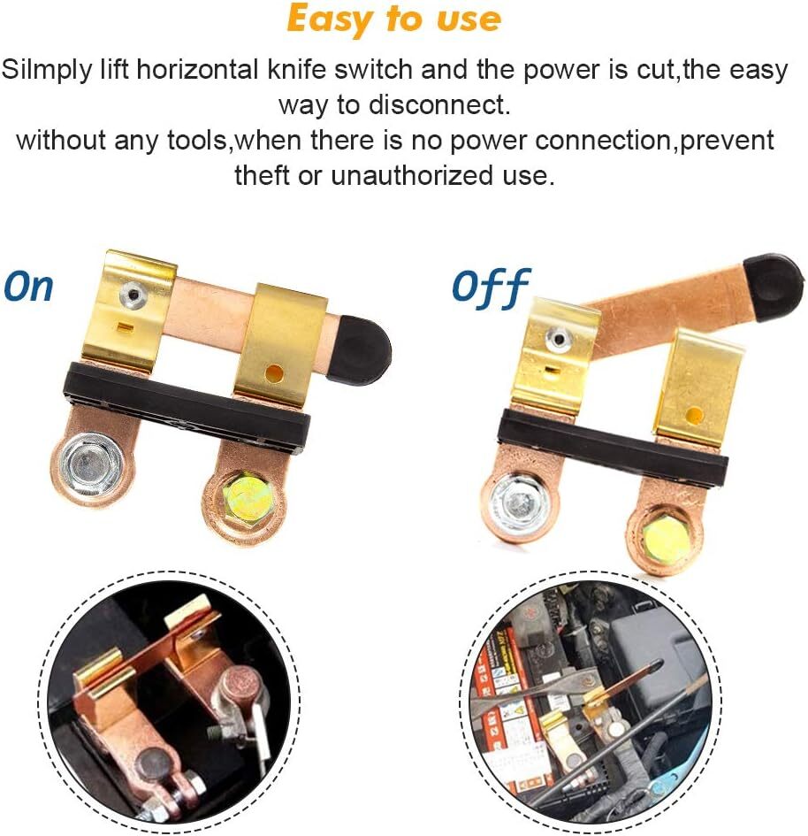 Car Battery Disconnect Knife Blade Switch Side Post Heavy Duty Shut OFF
