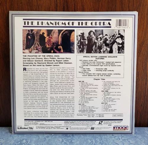 LOT 2 SILENT Laserdisc PHANTOM OF OPERA Lon Cheney~MARK ZORRO Douglas Fairbanks - Photo 3/12